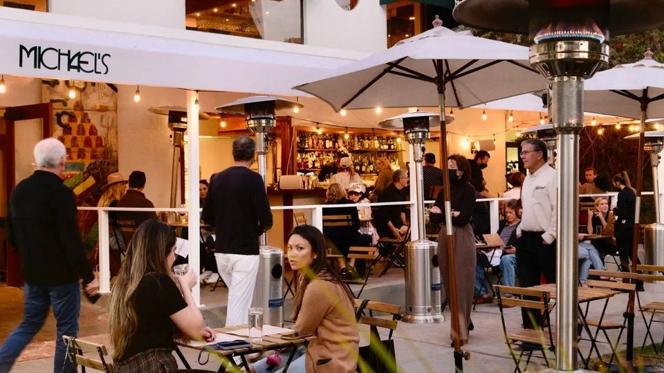women dining outside at Bare & Parklet