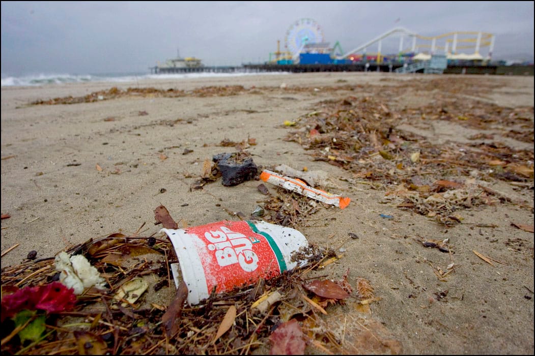 Storm runoff piles on Santa Monica Beach after a rain storm. (File photo)