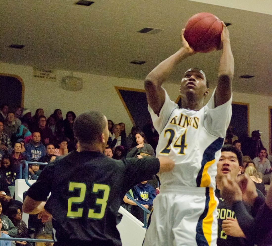 Samohi's Jordan Mathews goes up for a shot against Narbonne on Wednesday. (Photo by Paul Alvarez jr.)