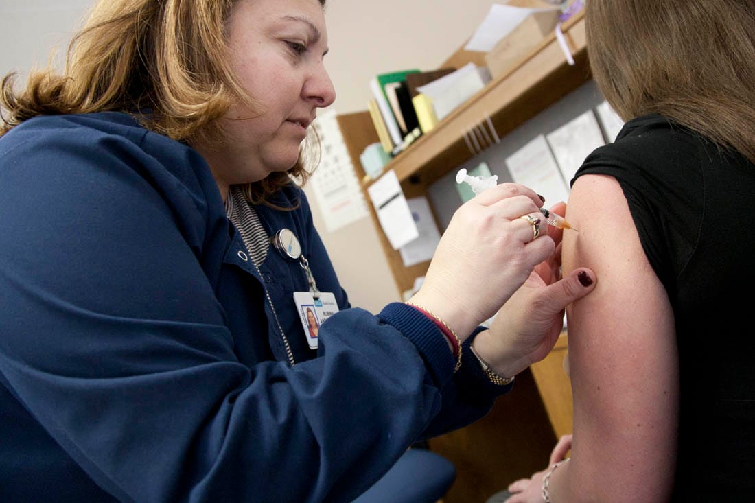 A nurse administers a flu shot at Santa Monica-UCLA Medical Center. (File photo)
