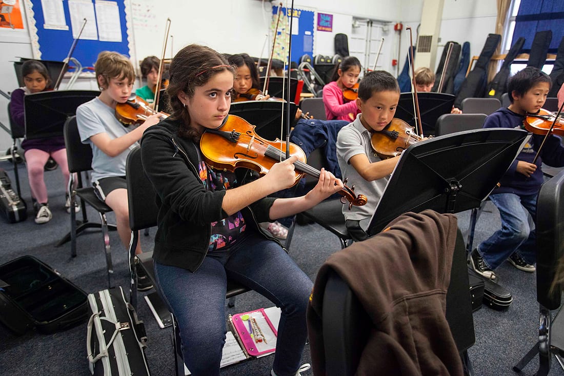 Students from local schools rehearse in March with the Santa Monica-based nonprofit Elemental Strings. Over 400 students in the community have been a part of Elemental Strings since its inception in 2004.