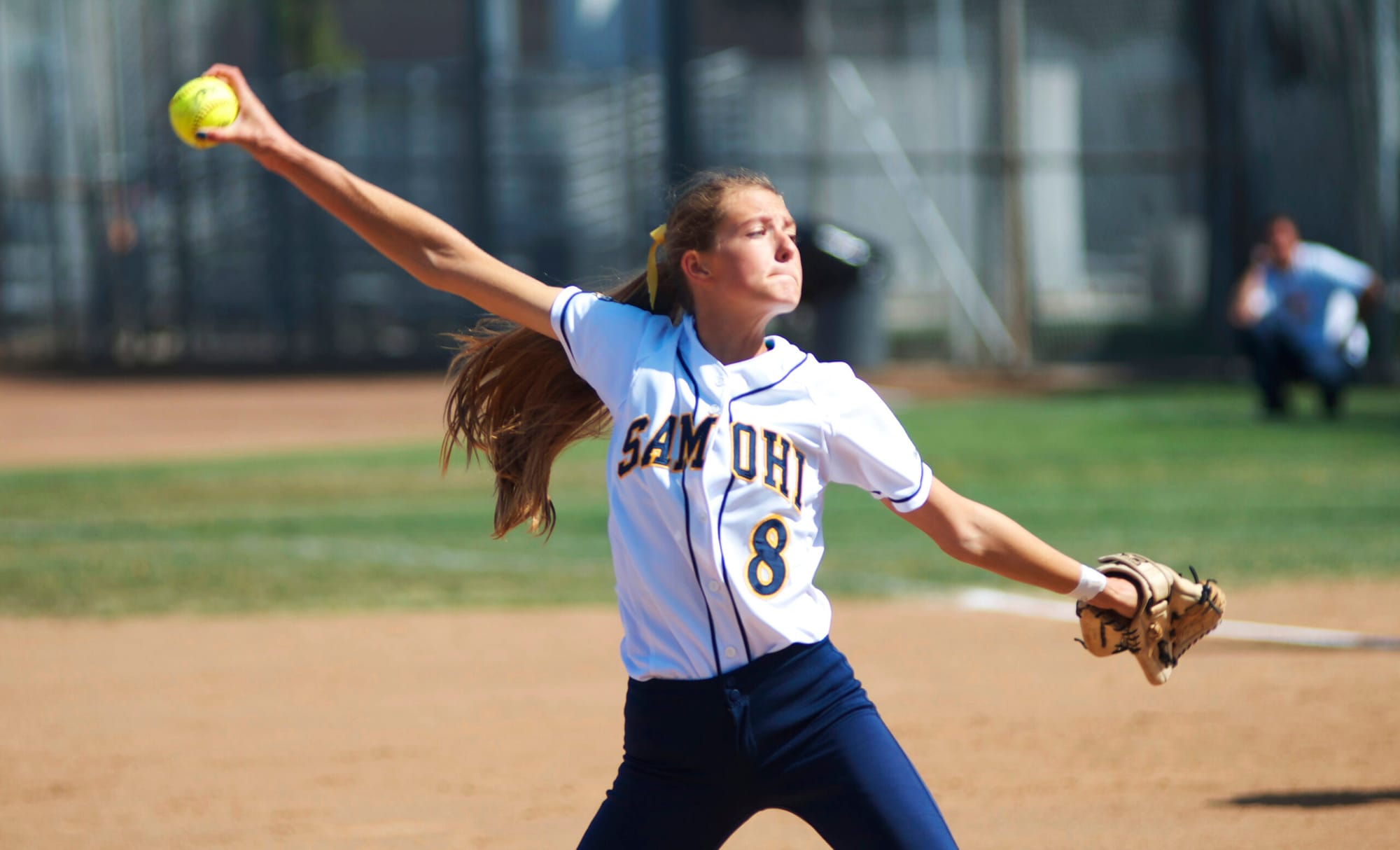 HERE IT COMES: Santa Monica High School starting pitcher Whitney Jones delivers a pitch against Paloma Valley during the third round of the CIF-Southern Section Division 4 playoffs on Thursday. The Samohi Vikings would go on to win, 8-1. (Photo by Paul Alvarez Jr.)