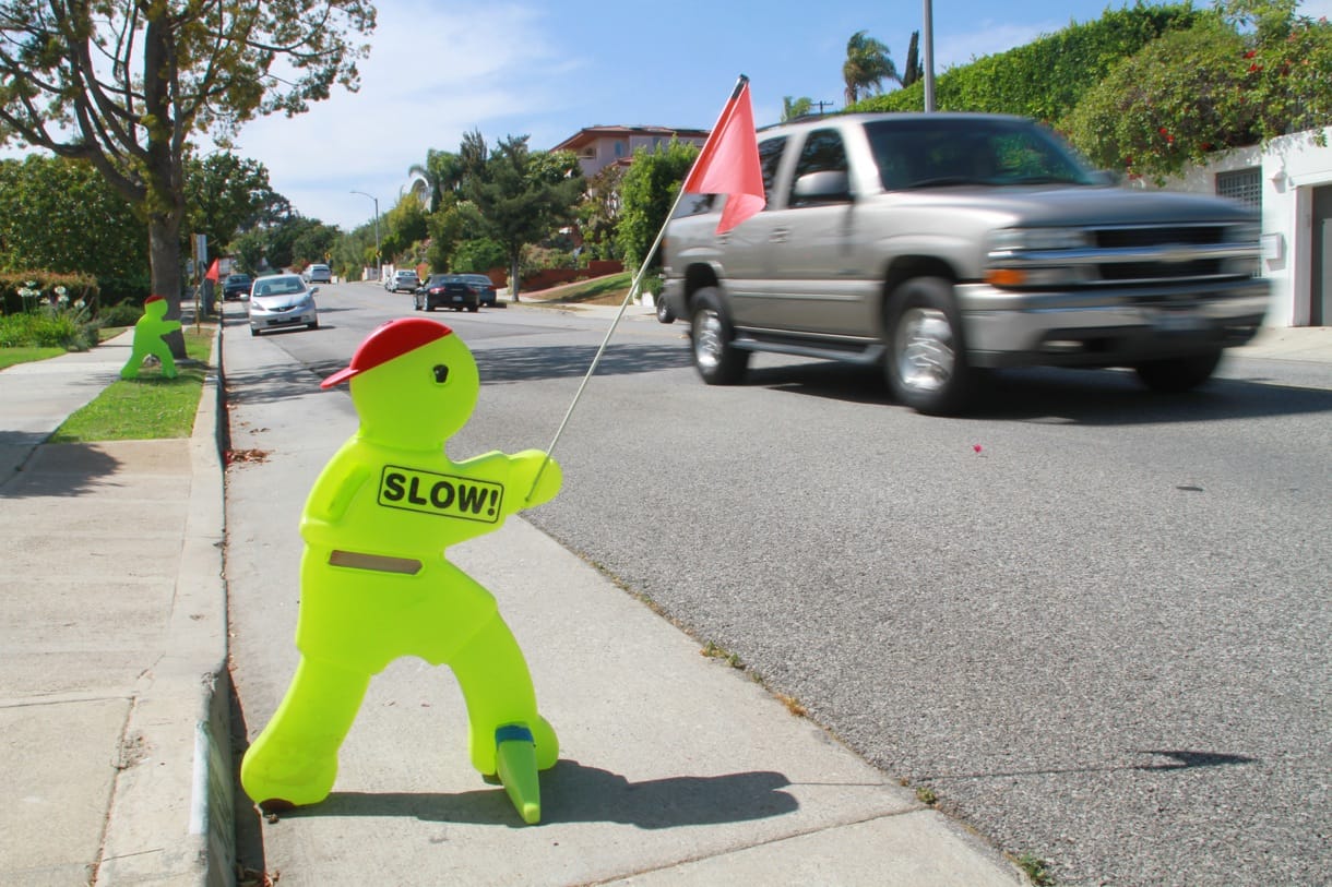 Residents on Berkeley Street have put up signs to warn drivers to slow down. (Daniel Archuleta daniela@www.smdp.com)
