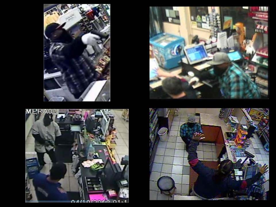 The 'Midnight Bandit,' scene here in surveillance photos, has hit over 50 gas stations and convenience stores, including one in Santa Monica. (Photos courtesy L.A. County Sheriff's Department)