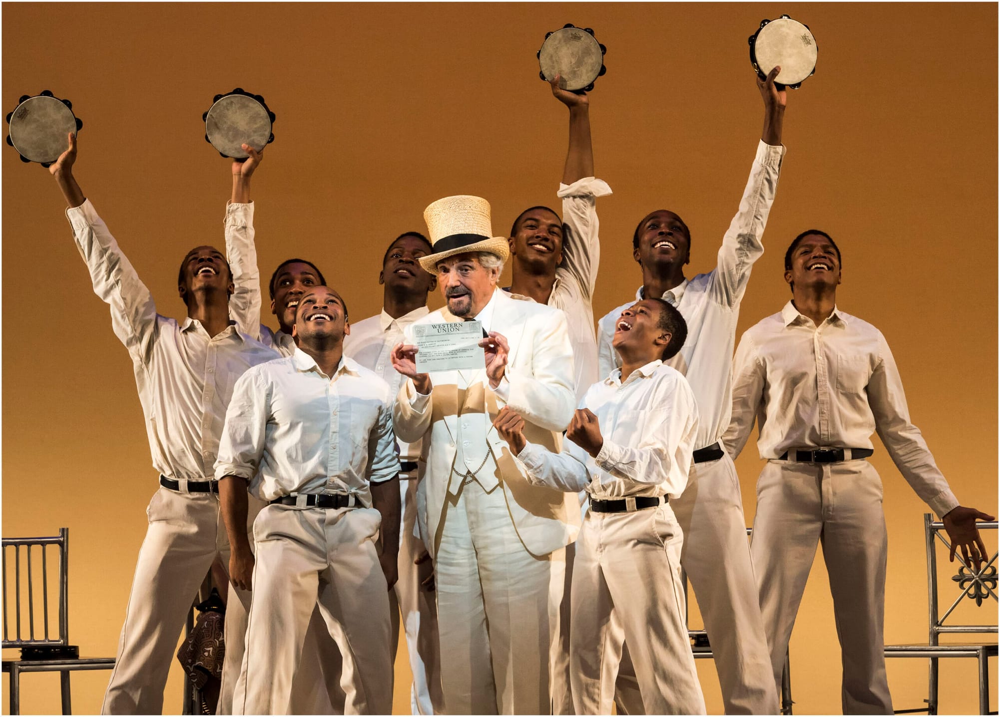 Veteran stage and screen actor Hal Linden (center) stars in 'The Scottsboro Boys,' a powerful musical based on the true story of several young black men falsely accused of raping two white women in the 1930s. (Photo by Craig Schwartz)