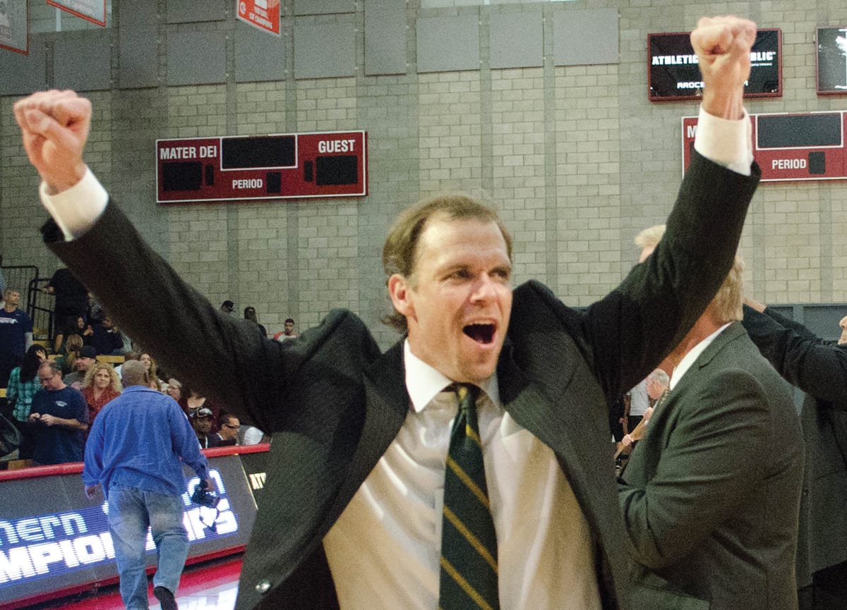 John Skinner celebrates after winning the 2013 CIF-Southern Section title. (Paul Alvarez)