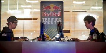 In the championship match, Jo 'Golden' Myeong Hwan (right) and Bae 'Sound' Sang Hwan compete during Red Bull Training Grounds in Santa Monica on June 21. (Photo by Cameron Baird/Red Bull)