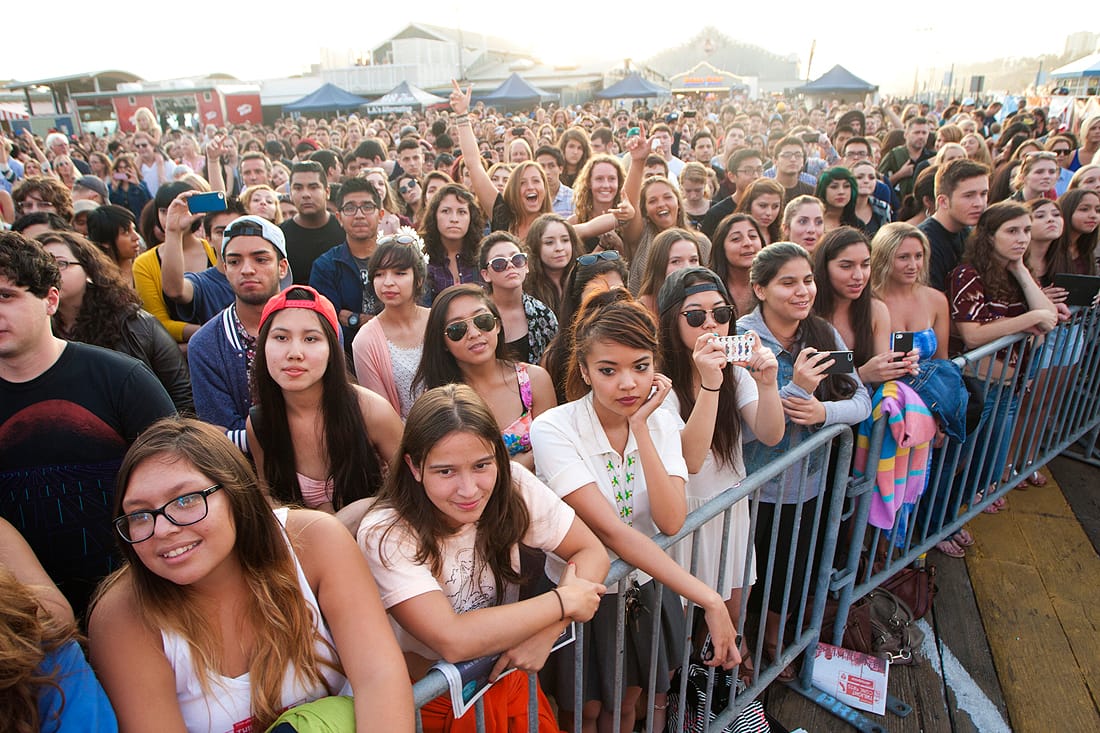A crowd awaits Surfer Blood during the first week of the Santa Monica Pier's Twilight Concert Series last Thursday. (Photo by Brandon Wise)