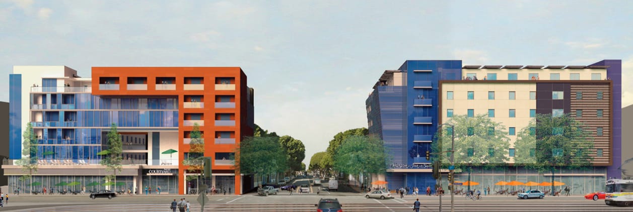 A pair of properties at the corner of Colorado Avenue and Fifth Street are slated to be redeveloped into affordable hotels. ()