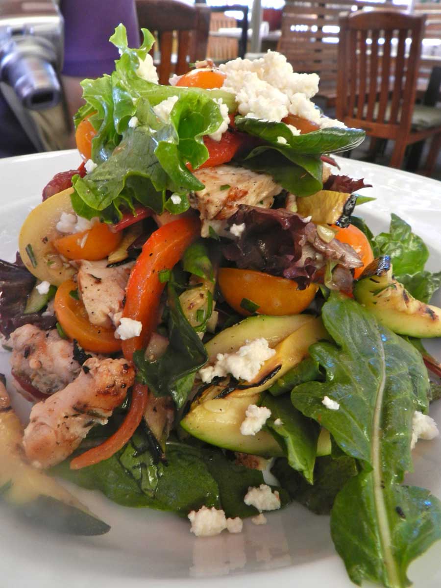The grilled chicken salad at the Library Ale House. There are several fresh, flavorful and filling salads on the menu. They go great with a citrusy IPA. (Photo courtesy Ken Plotin)