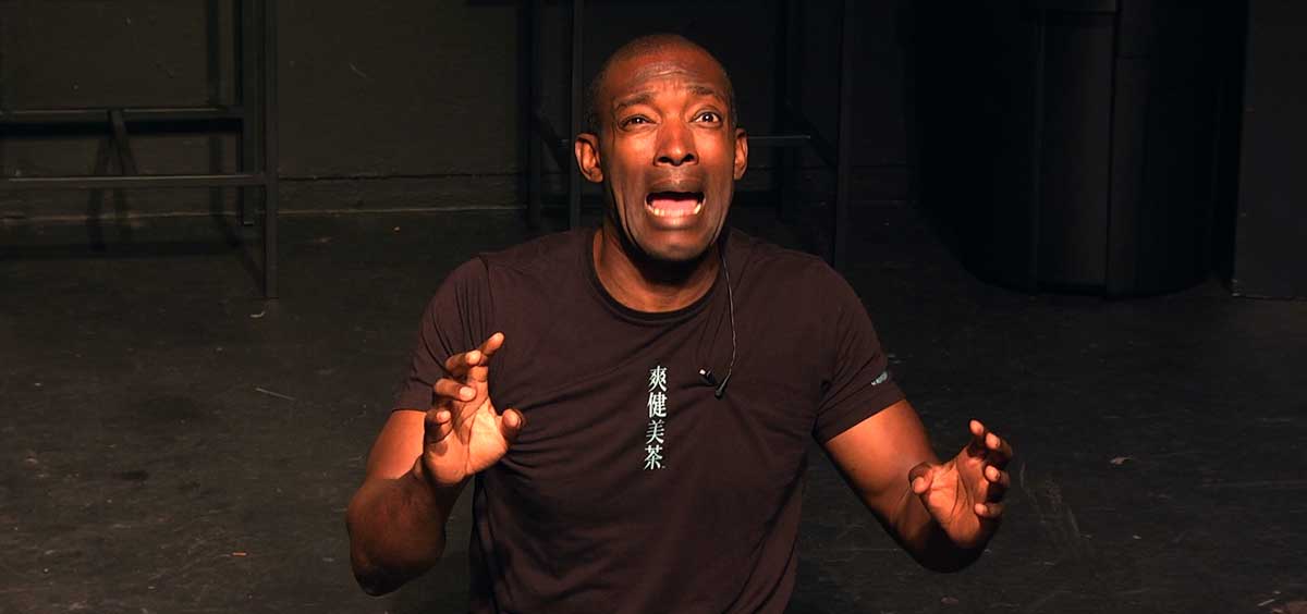 Bryan, pictured performing on stage, collaborated for two years on 'Doodu Boy' with director and dramaturgical adapter Jared Scheib. 