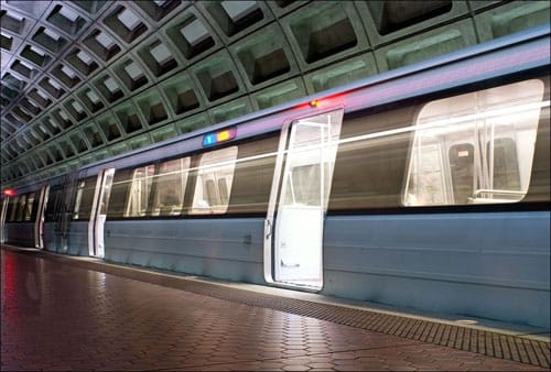 ON THE MOVE: A large public transportation network, in concert with other sustainability efforts, could reduce our carbon footprint by 24 percent, significantly reduce our oil consumption, save us money, reduce our travel time and its associated stress, and improve our overall health. Pictured: a Washington, DC Metro station. (Photo courtesy iStockPhoto)