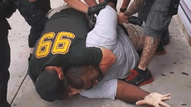 Unarmed Eric Garner is wrestled to the ground and killed by Officer Daniel Pantaleo.
