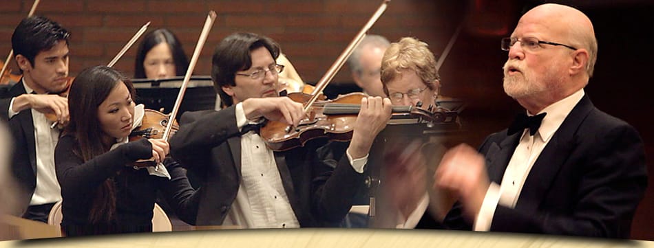 Maestro Allen Robert Gross (right) leads Orchestra Santa Monica into its second season. (Photo courtesy Orchestra Santa Monica)