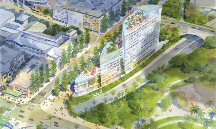 An artist's rendering of the proposed Wyndham Hotel at the corner of Second Street and Colorado Avenue. (Rendering courtesy of FelCor Lodging Trust)